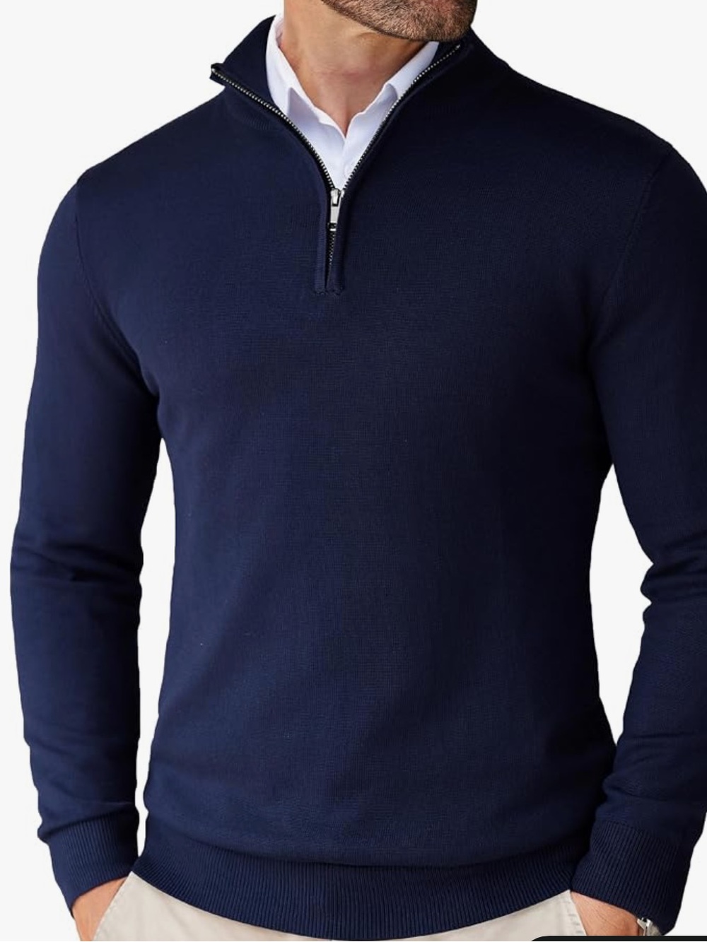 Men's Half-Zip Sweater Pullover in Navy Sz L NWT